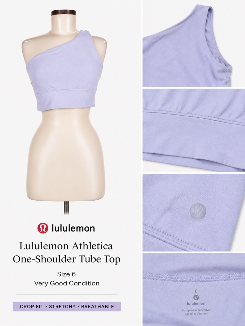 lululemon athletica One-Shoulder Tube Top — Lavender
